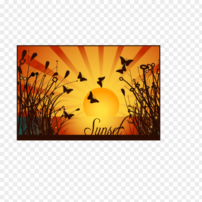 Silhouette Sunset Nature Landscape PNG