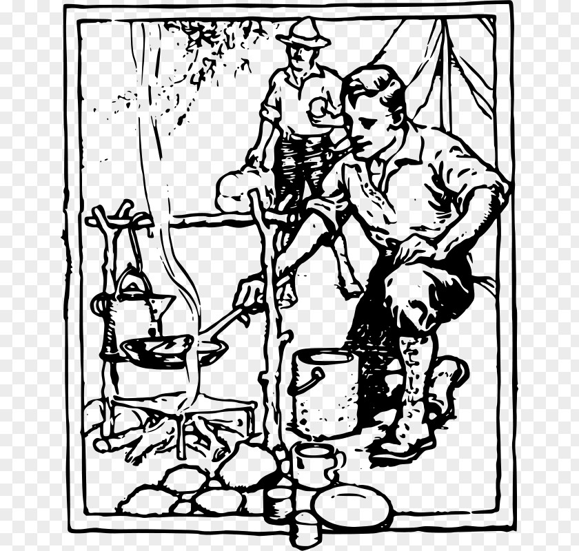 Man Camping Cliparts Food Campfire Outdoor Cooking Clip Art PNG