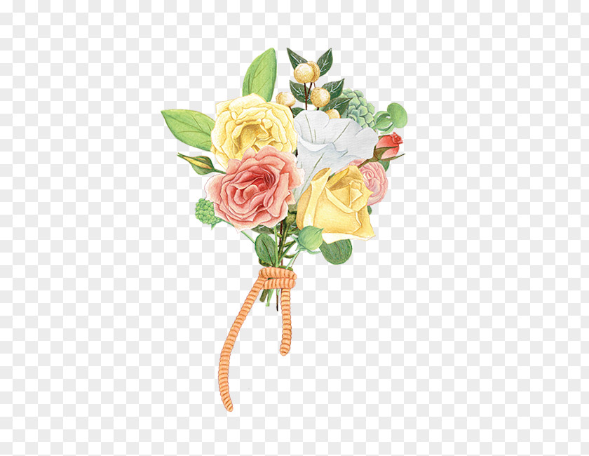 A Bouquet Of Roses Hand-painted Non-cutting Material Flower PNG