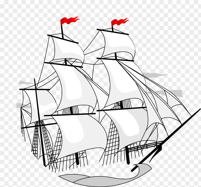Vector Ship Drawing Sailing Illustration PNG