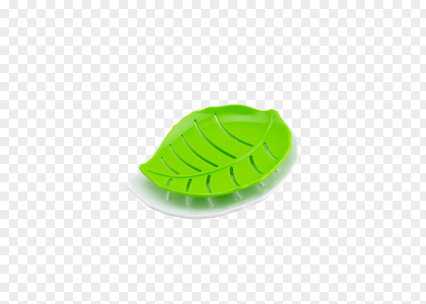 Green Leaf-shaped Double Draining Soap Dish PNG