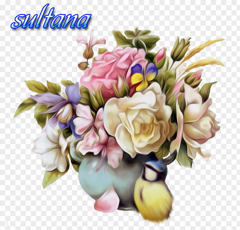 Idyllic Rural Wind Element Paper Flower Bouquet Bag Retro Style PNG