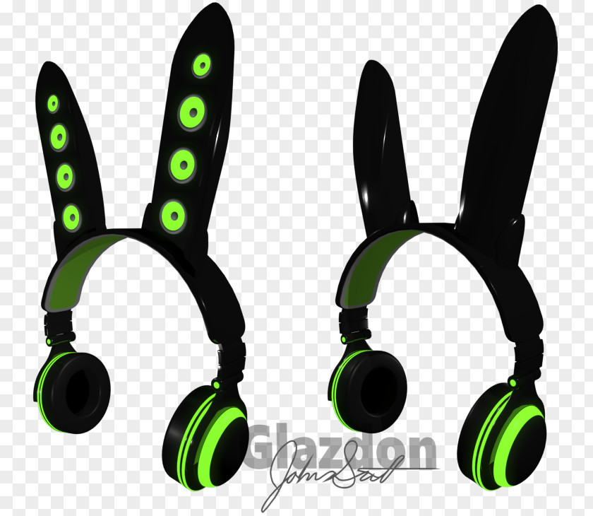 Wearing A Headset Headphones Audio Art Rabbit Color PNG