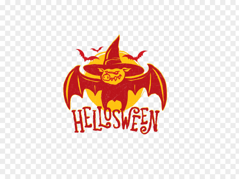 Bat Pig Visual Arts Logo Halloween Poster PNG
