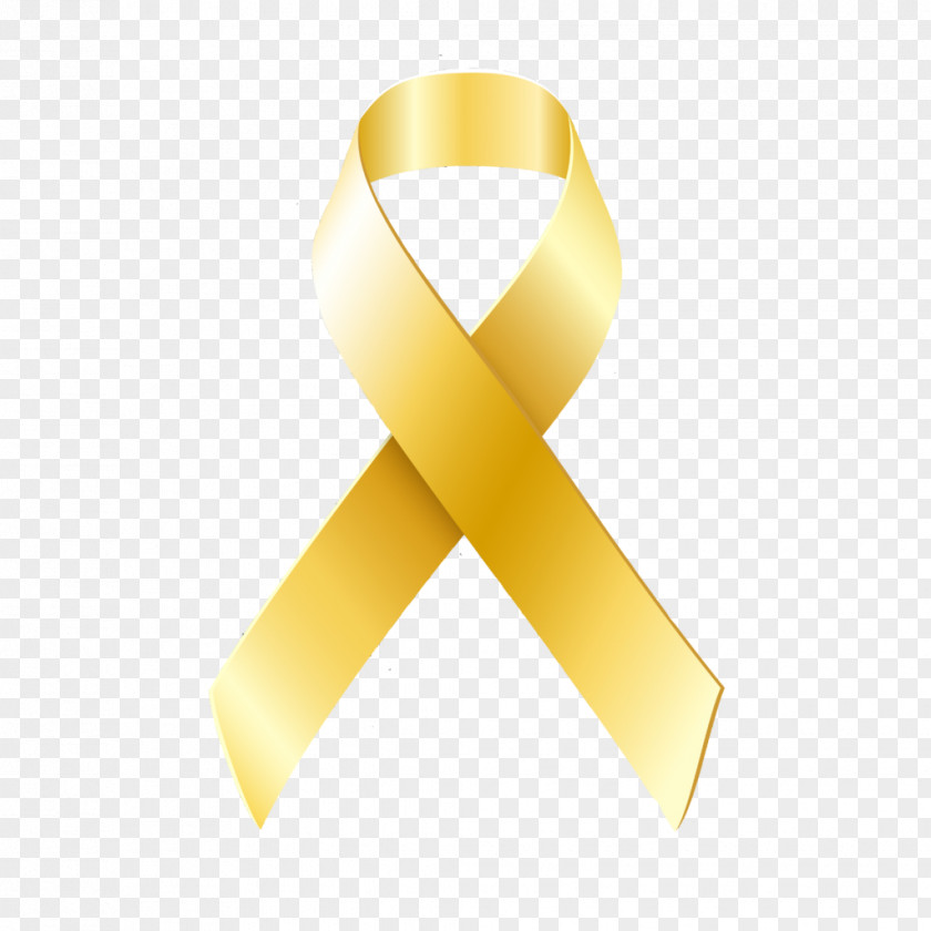 Ribbon Yellow Font Cancer PNG