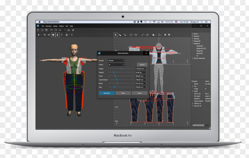 3D Mockup Computer Software Fashion Design Printing PNG