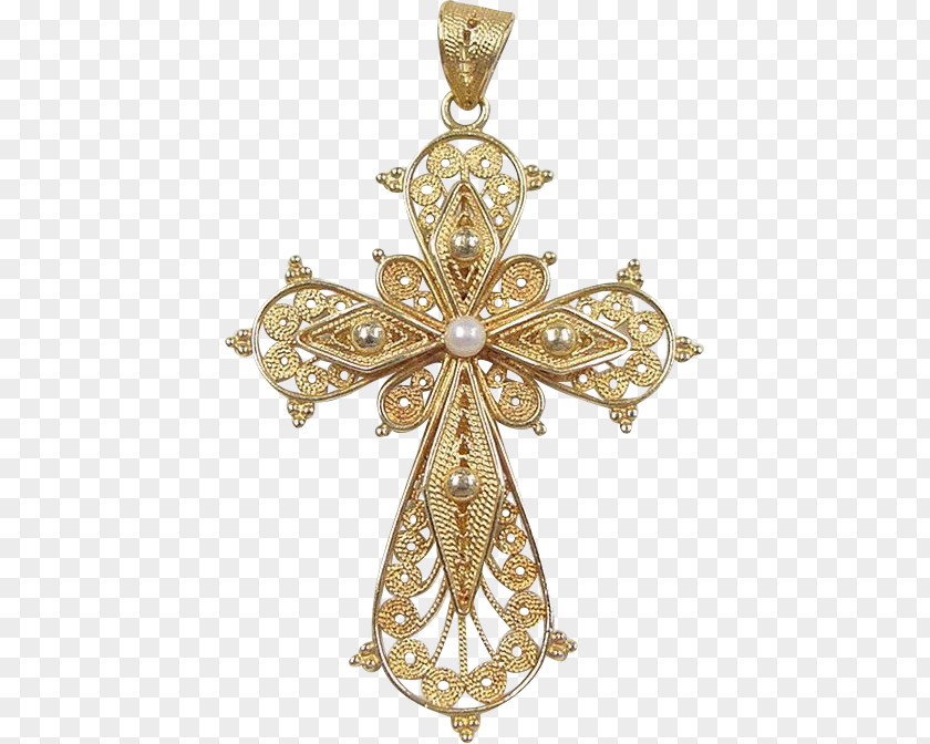 FILIGREE Gold Charms & Pendants Jewellery Cross Filigree PNG