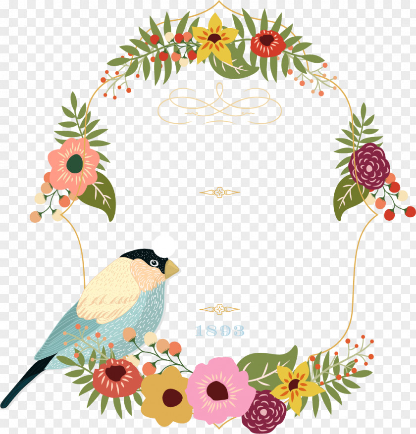 Meticulous Pulsatilla Wedding Decorative Painting Bird Illustration PNG
