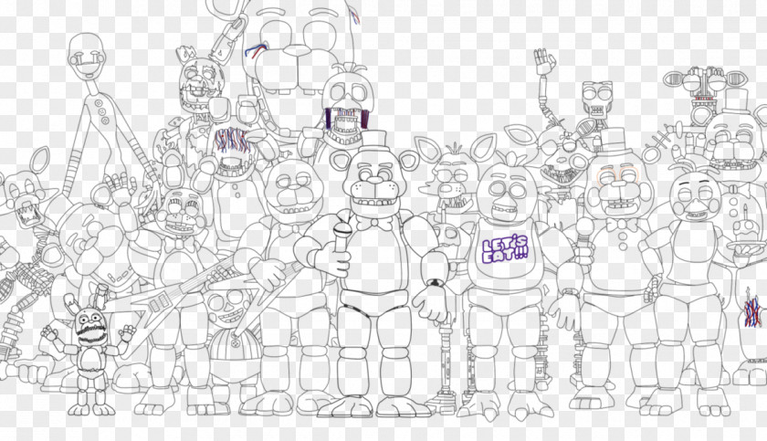 Five Nights At Freddy's 2 Black And White 4 Drawing Sketch PNG