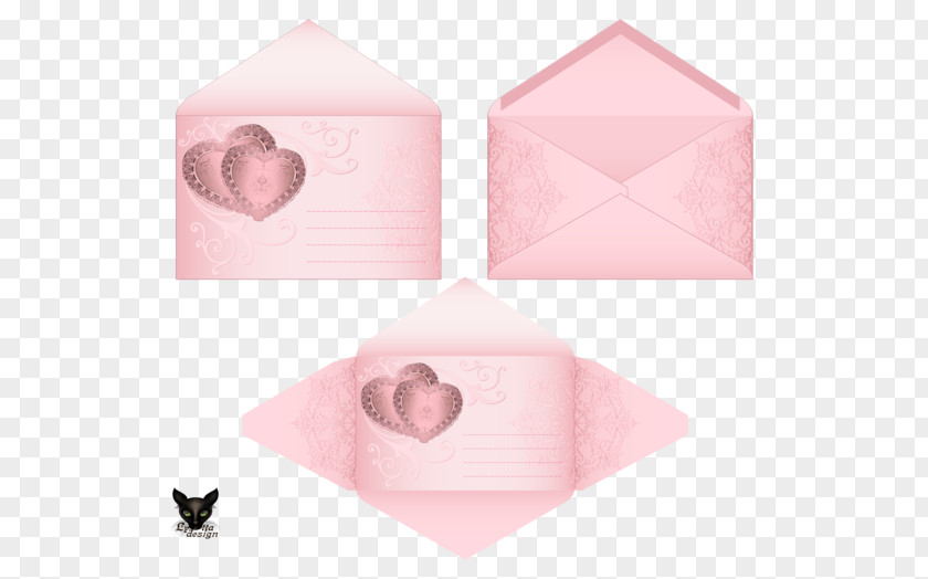 Pink Envelope Paper Art PNG