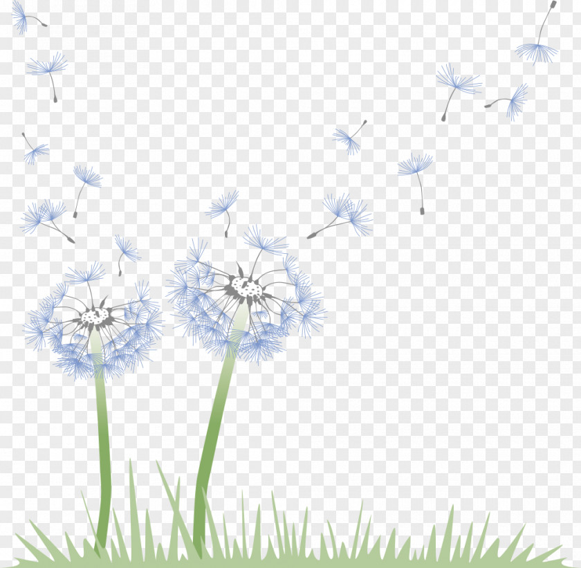 Vector Blue Dandelion Common Pattern PNG