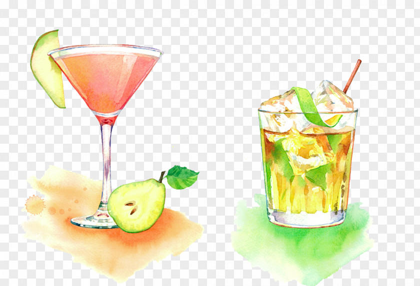Watercolor Pear Beverage Juice Sea Breeze Cocktail Garnish Caipirinha PNG