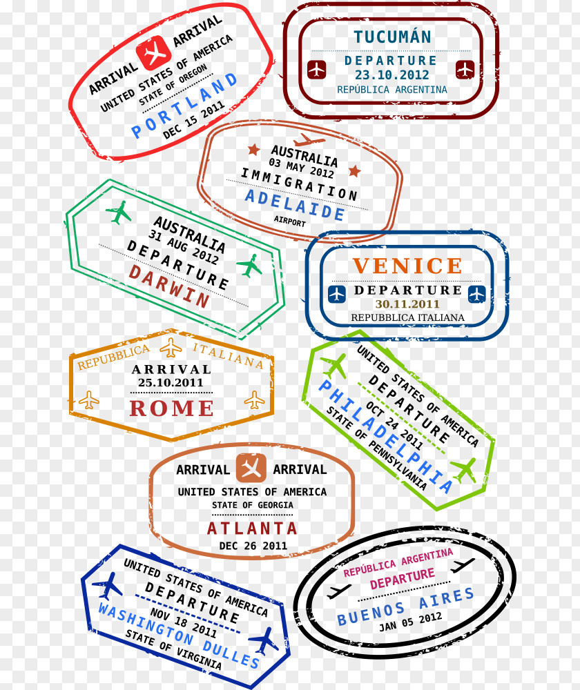 Along With Airplane Vector Travel Passport Stamp Visa Clip Art PNG