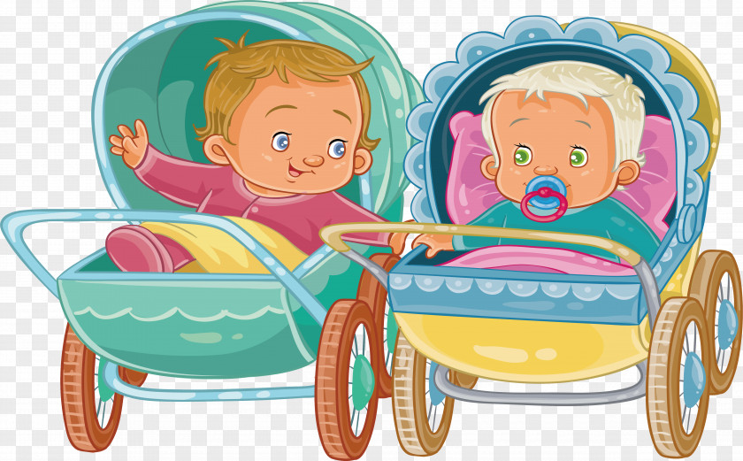 Happy Twins Infant Baby Transport Pacifier Illustration PNG