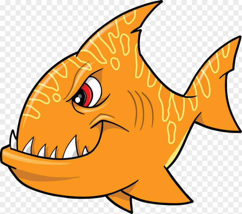 Painted Yellow Shark Cartoon Clip Art PNG