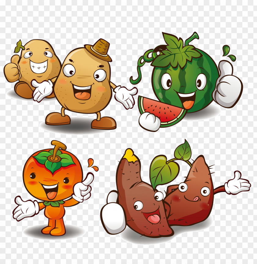 Four Fruits And Vegetables Vector Sweet Potato Fruit Photography Clip Art PNG