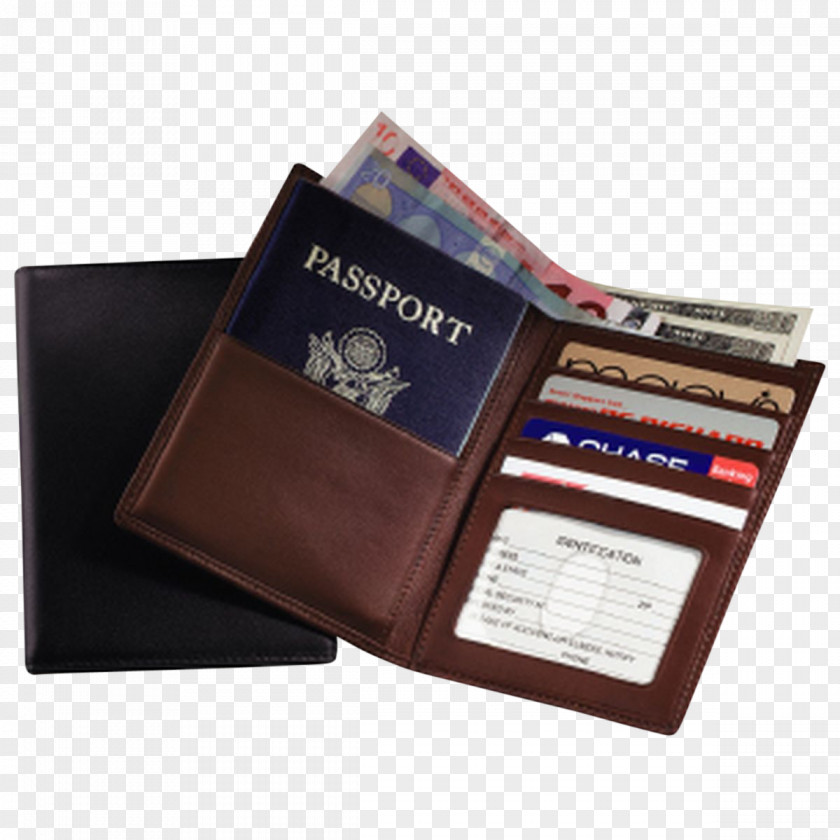 Genuine Leather Radio-frequency Identification Wallet Passport Travel Document PNG