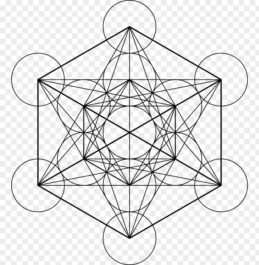 Cube Metatron's Sacred Geometry Overlapping Circles Grid PNG