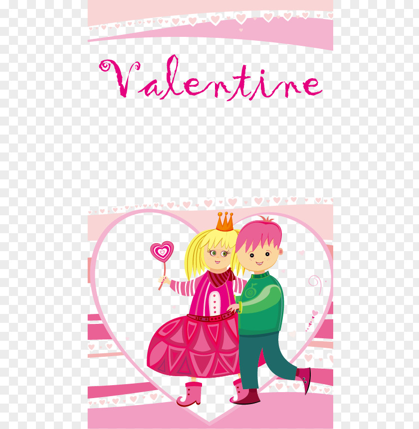 Vector Little Prince And Princess Lovers Valentines Day Cartoon PNG