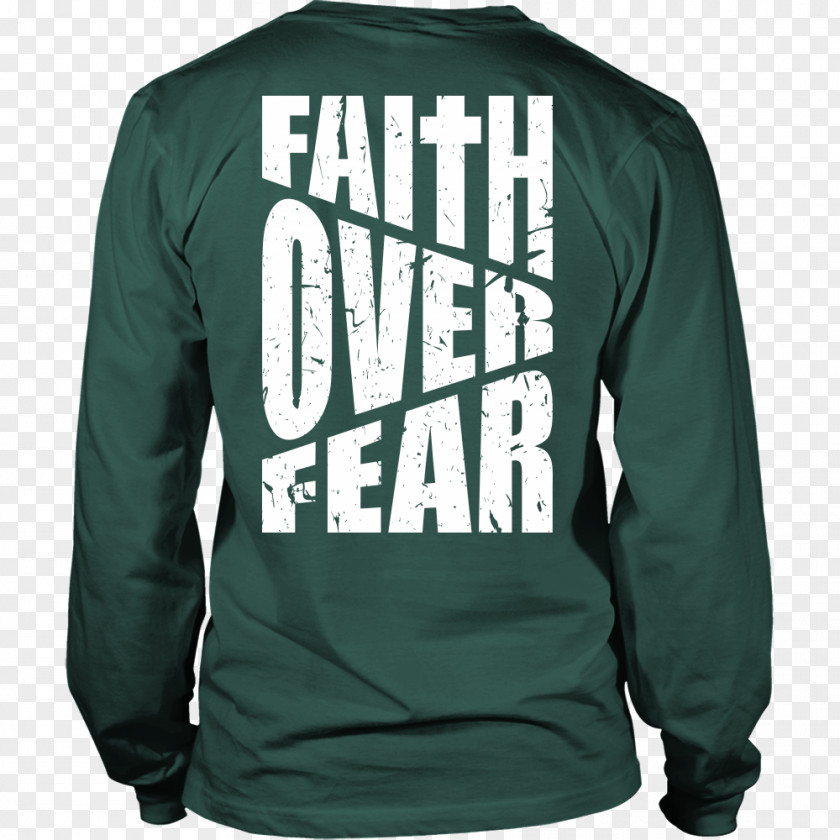 Faith Over Fear T-shirt Hoodie Sleeve Sweater Bluza PNG