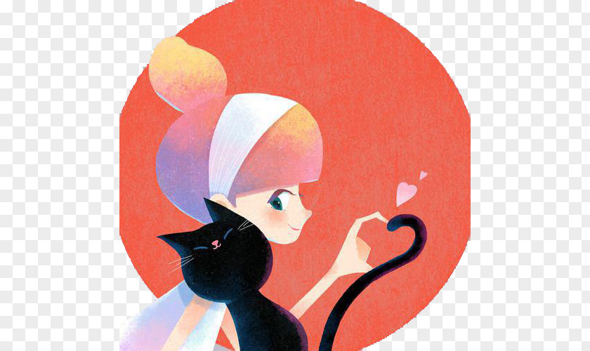 Cute Little Witch Work Of Art Drawing Cat Illustration PNG