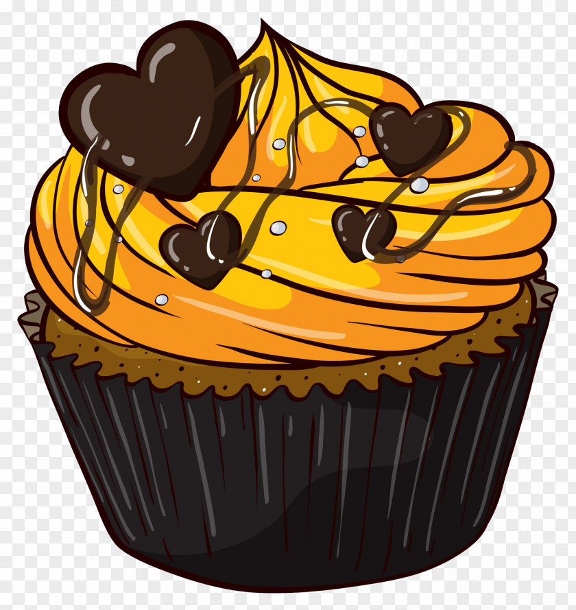 Heart-shaped Chocolate On The Cake Cupcake Muffin Clip Art PNG