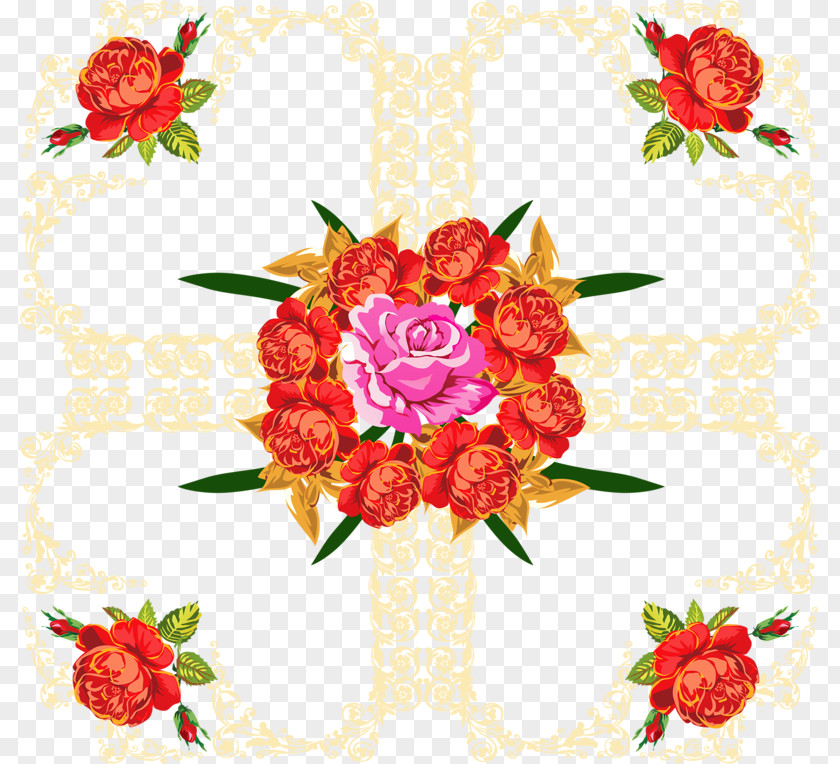 Rose Border Floral Design Rosa Chinensis Garden Roses PNG