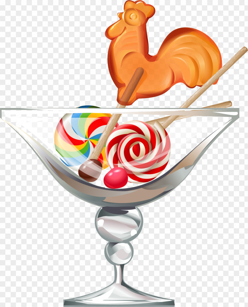 Vector Hand-painted Glass Lollipop Candy Cane Cotton PNG