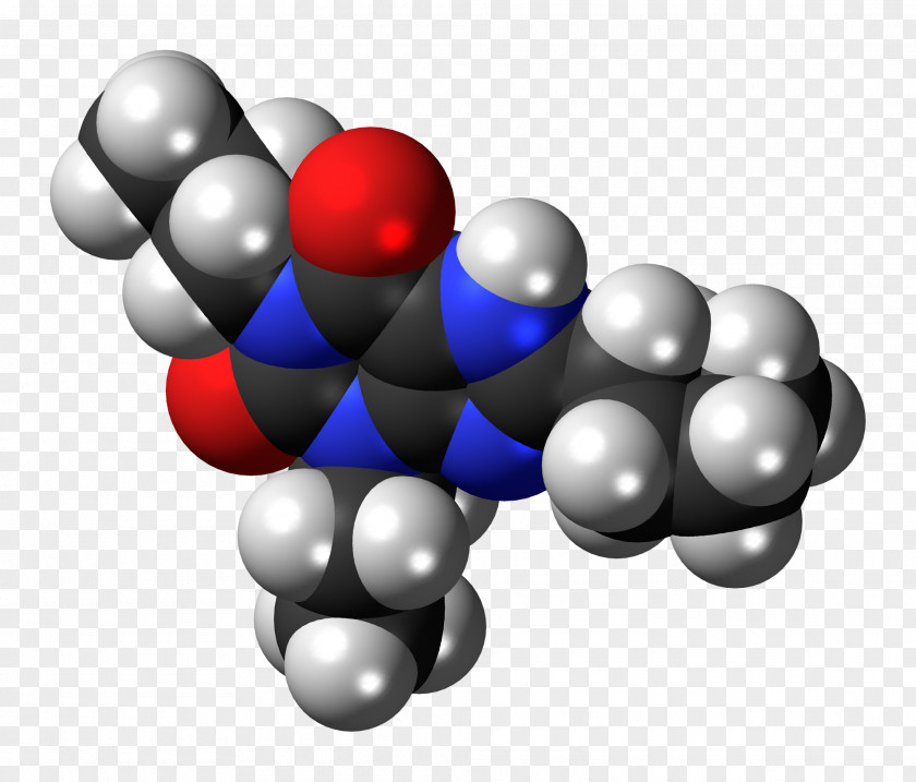 Adenosine Receptor Space-filling Model Dipropylcyclopentylxanthine Skeletal Formula Molecule Sphere PNG