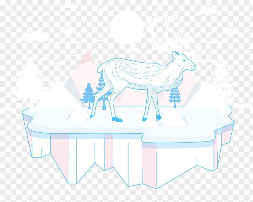 Snow Mountain Floating Sheep Color Cartoon Euclidean Vector PNG