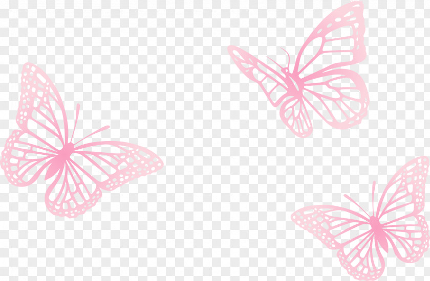 Vector Painted Three Pink Butterfly Euclidean PNG