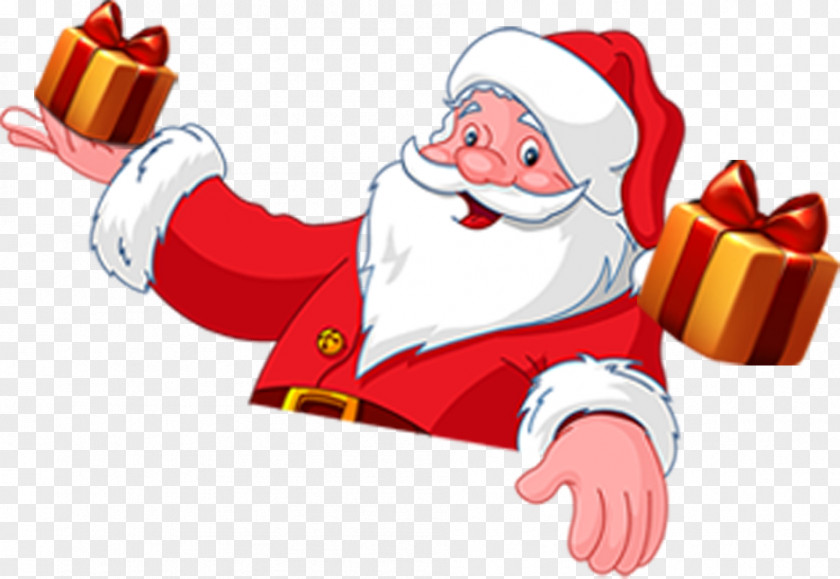 White-bearded Santa Claus Cartoon Creative Gift Christmas Clip Art PNG