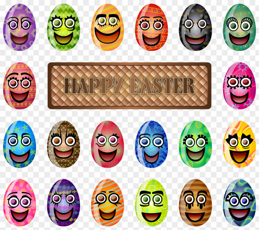 Easter Bunny Smiley Egg Clip Art PNG