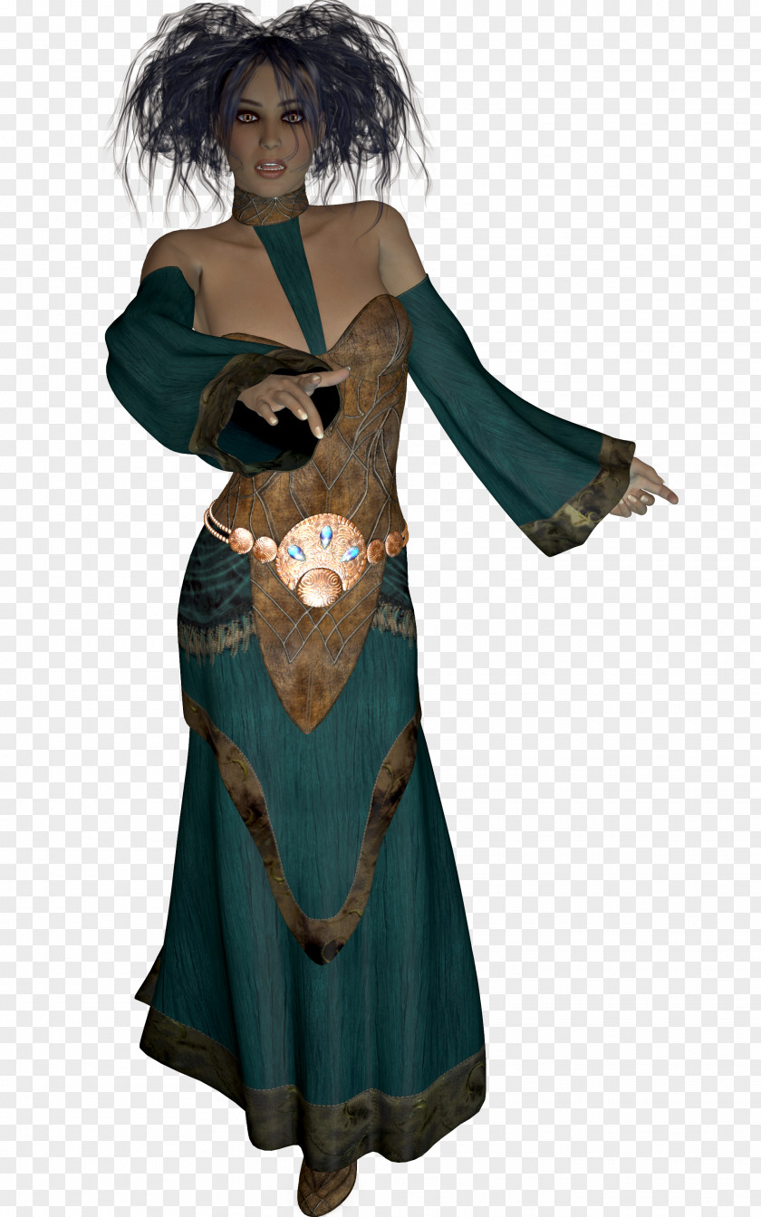 African Woman Costume Design Robe Teal PNG