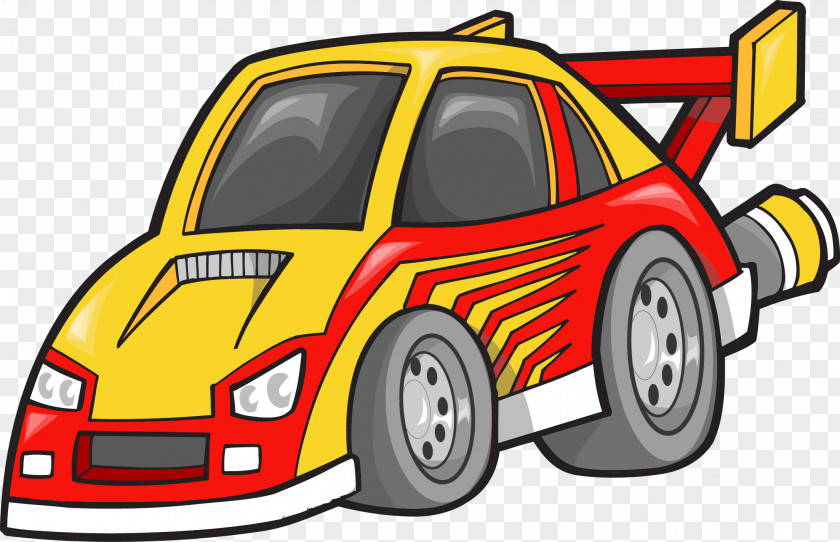 Vector Cartoon Yellow Sports Car Wall Decal Auto Racing PNG