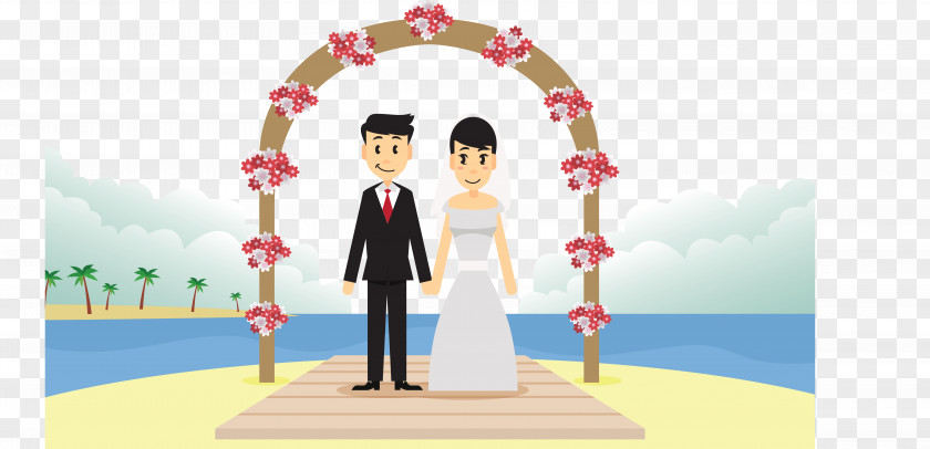 Wedding Scene Invitation Bridegroom Illustration PNG