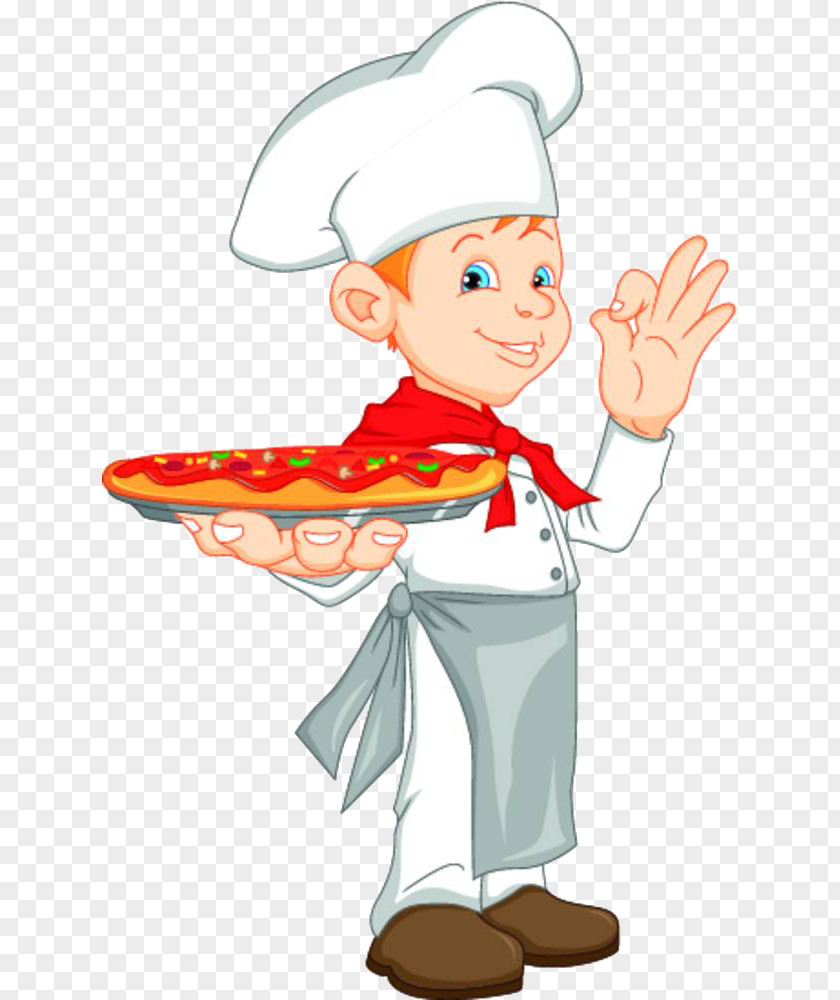 A Little Chef With Pizza Royalty-free Cartoon Illustration PNG