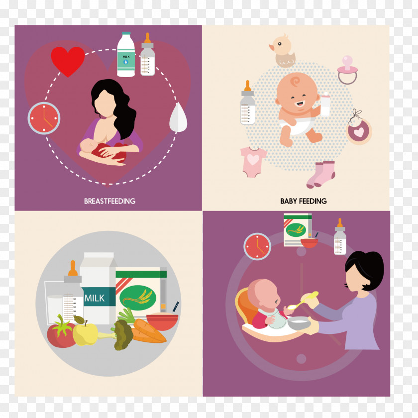 Baby Breastfeeding Elements Infant Child Care Illustration PNG