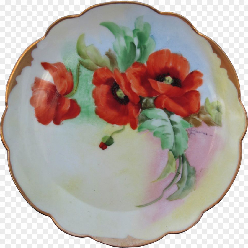 Hand-painted Mountain Landscape Painting Plate Porcelain Saucer Flower PNG