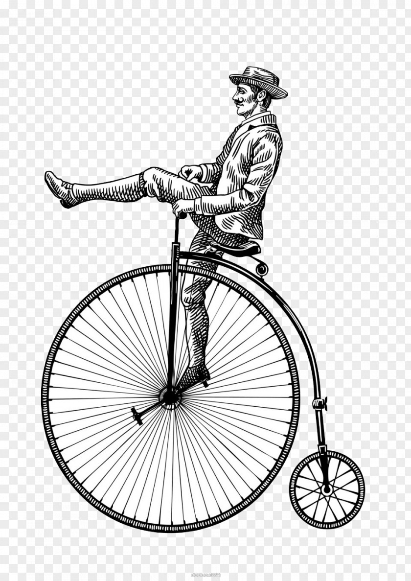 Black And White Sketch Gentleman Bike Bicycle Pedal Drawing PNG