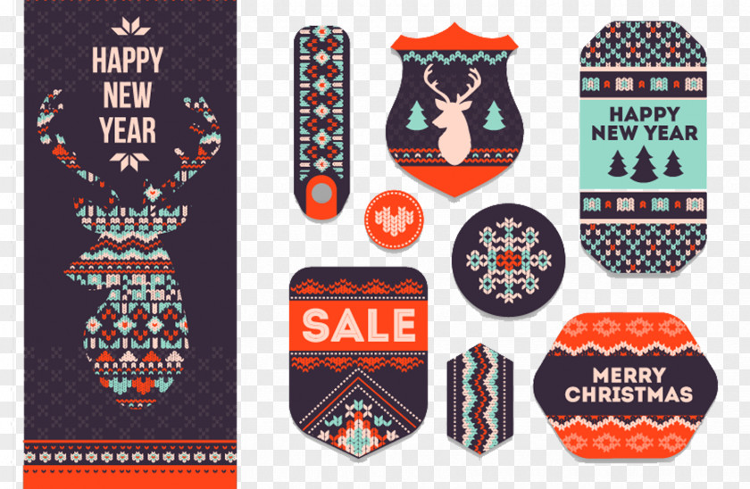 Creative Vintage Label Design Christmas Decoration Snowflake Pattern PNG