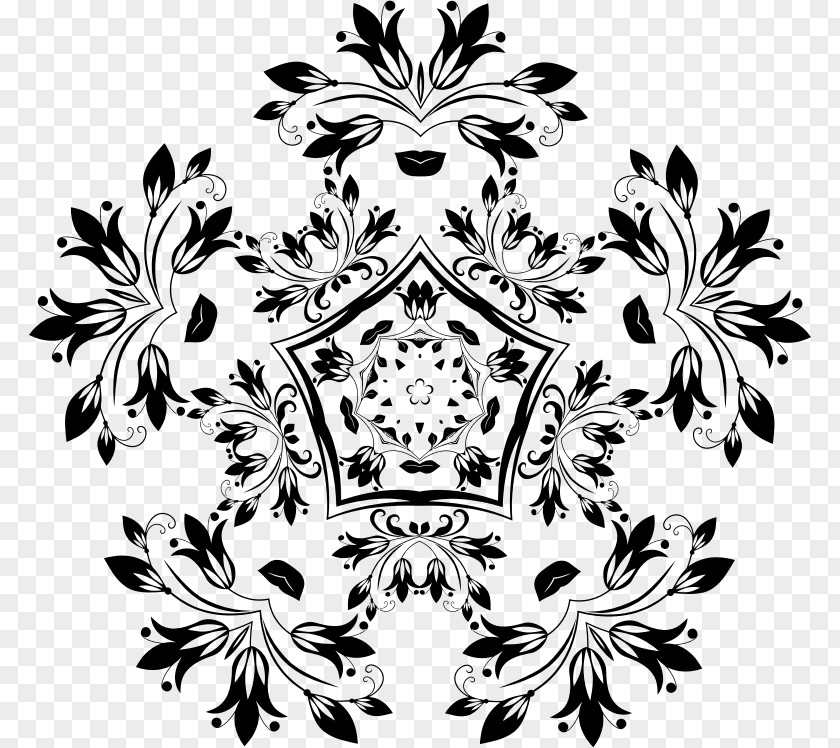 Flower Black And White Floral Design Pattern PNG