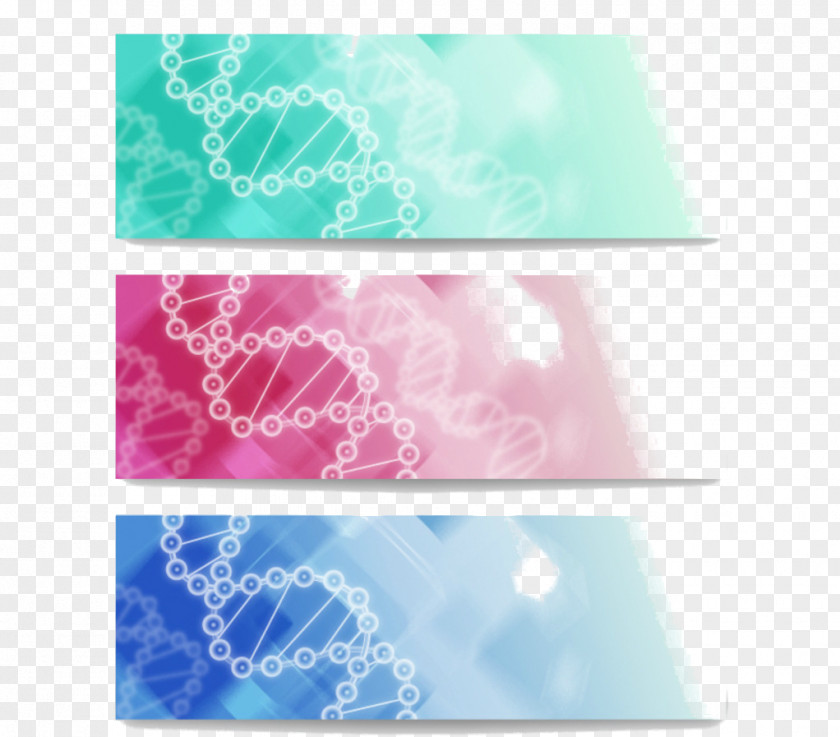 Three Science And Technology Background Web Banner DNA Molecule Spiral PNG