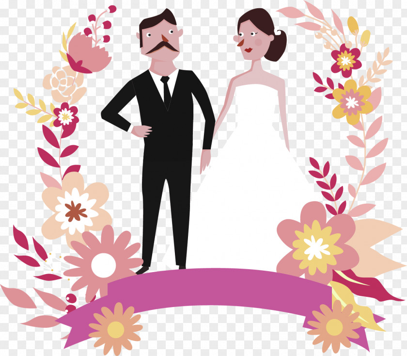 Vector Bride And Groom Wedding Invitation Bridegroom Clip Art PNG