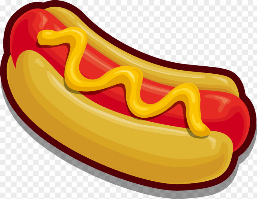 Hand-painted Yellow Hot Dog Sausage Sauce Food PNG