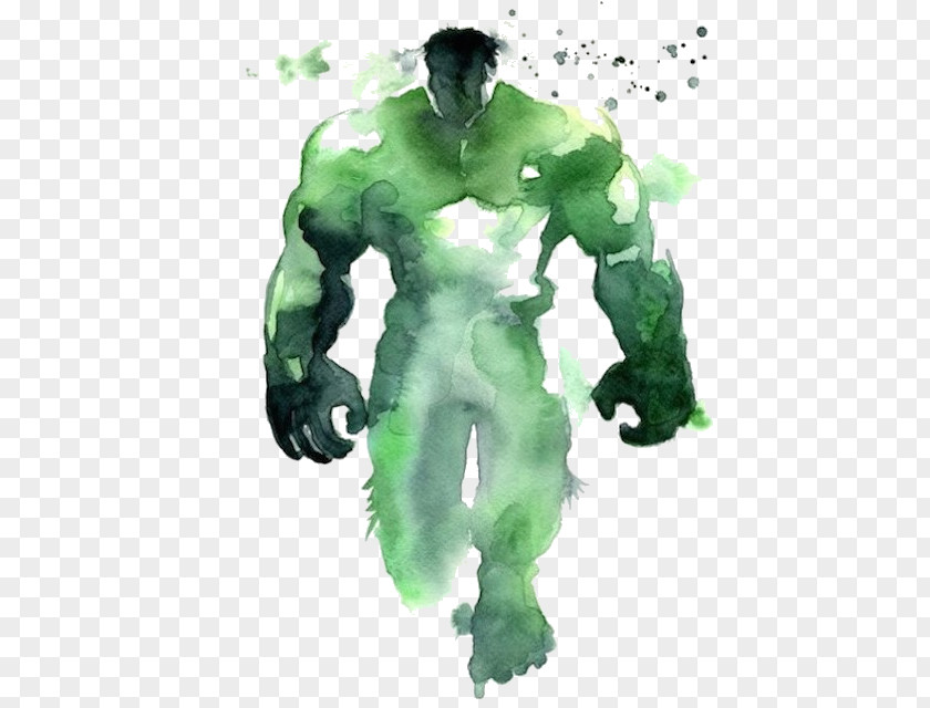 Painted Hulk Iron Man Spider-Man Superhero Watercolor Painting PNG