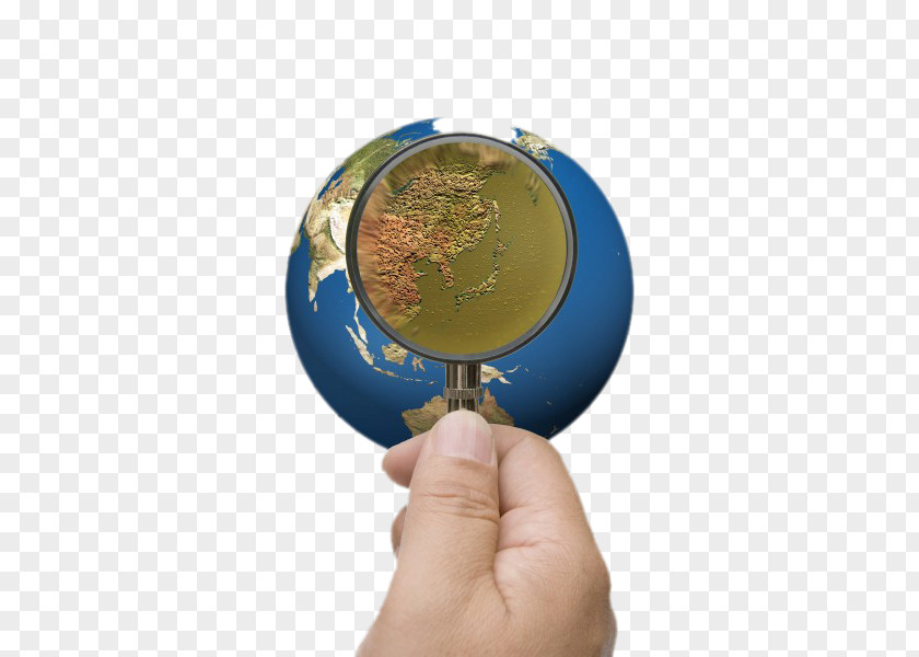 Globe And Magnifying Glass Earth Photography Poster PNG