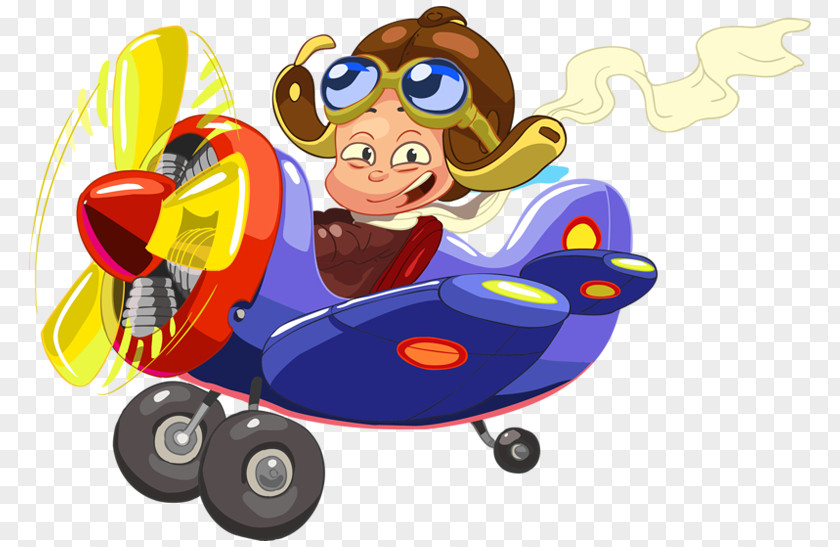 An Airplane Little Boy Child Cartoon Flight PNG