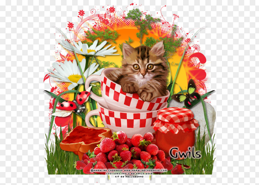 Kitten Cut Flowers Tile Floral Design PNG