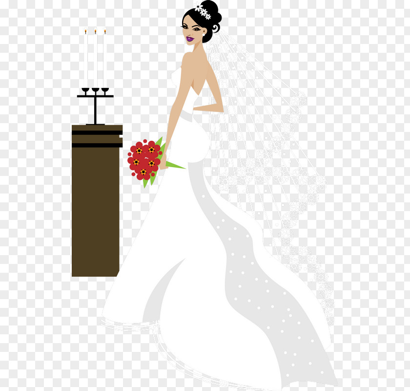The Bride Wore A Wedding Dress Invitation Illustration PNG